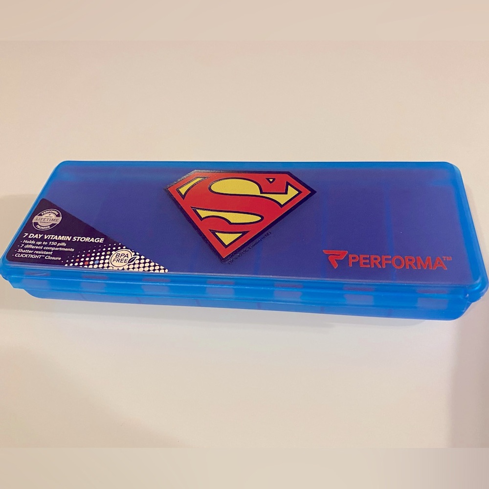 Superman Performa 7-Day Pill Container Case / New